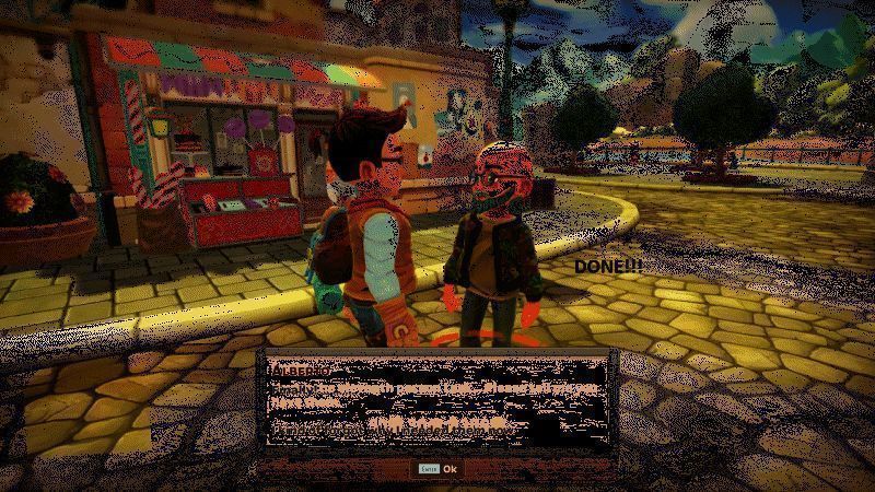 动态演示完成任务过程，角色在小镇间快速穿梭，任务进度条逐渐填满