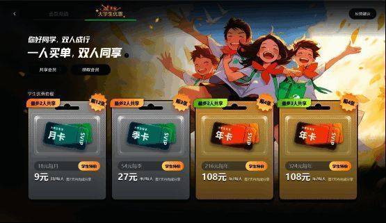 迅游加速器学生卡购买与共享流程说明界面