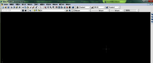 AutoCAD2007启动界面，显示默认工作环境及工具栏配置