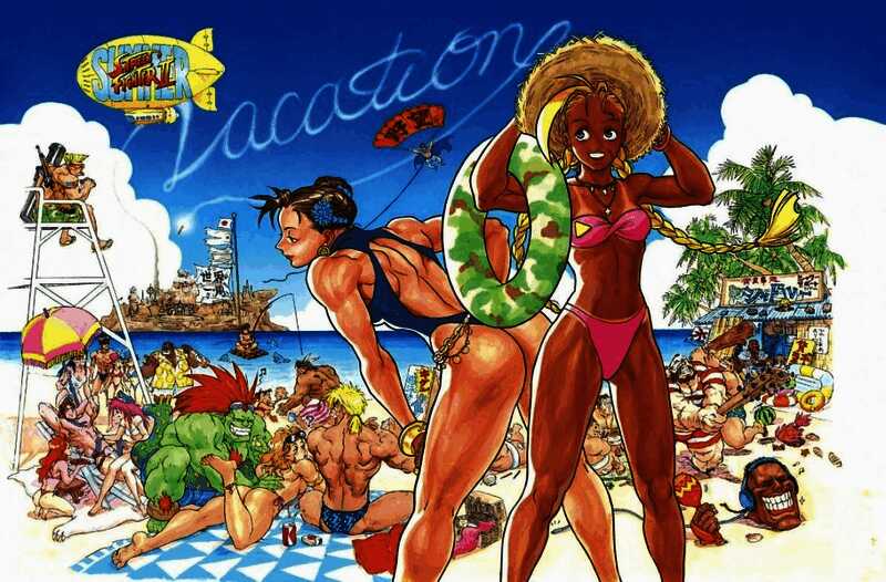 《街头霸王6》泳装造型宣传图，多位角色身着夏日装扮亮相