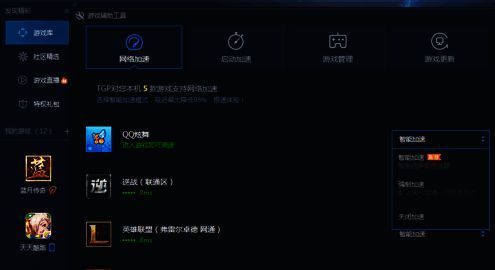 游戏启动界面截图，显示已启用网络加速状态提示