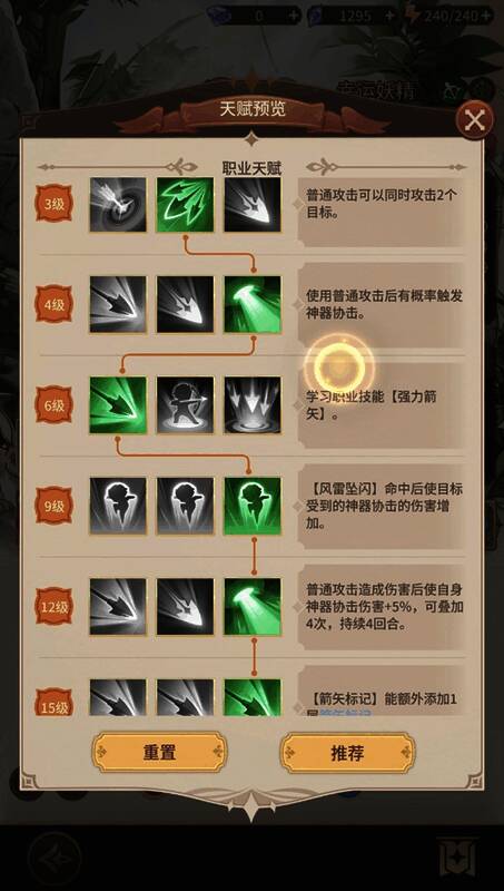 弓手天赋树展示主要加点路径