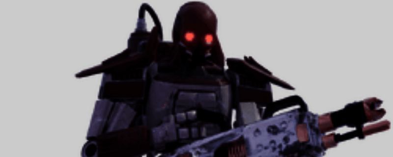 火焰装甲兵正面视角展示，可见其背部明显突出的喷火器油箱