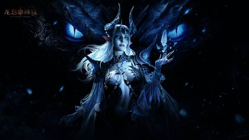 希维塔尔身穿冰晶战袍，背景弥漫寒气