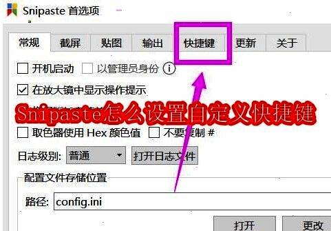 Snipaste系统托盘图标示意图，右键菜单显示首选项选项