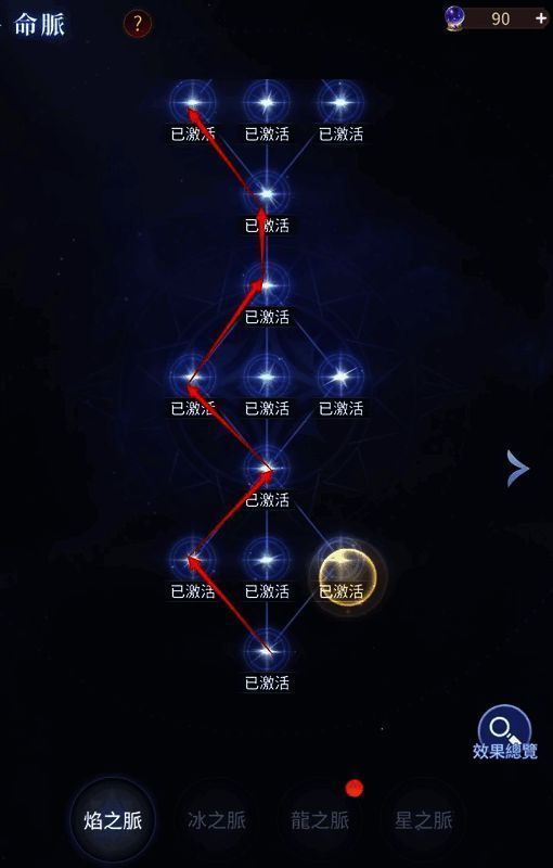 天赋树整体结构图，高亮显示主攻方向加点路径