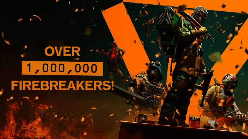 Remedy Entertainment官方发布的庆祝图片，展示《FBC:Firebreak》玩家数量突破一百万的纪念画面