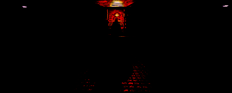 《夜勤旅店》游戏封面展示，黑暗风格的旅馆走廊画面，充满神秘与恐怖气息