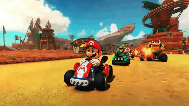 《马里奥赛车：世界》游戏界面展示部分P开关任务位置