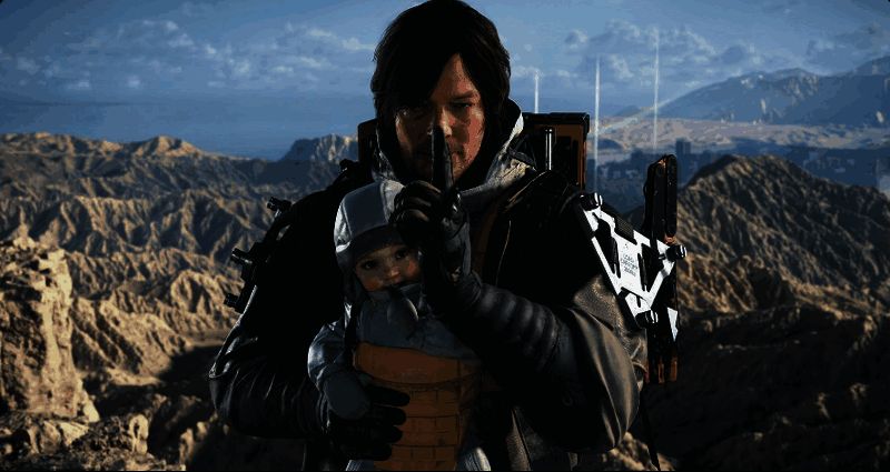 《死亡搁浅2》游戏内生日彩蛋画面，桌上摆放着蛋糕和披萨