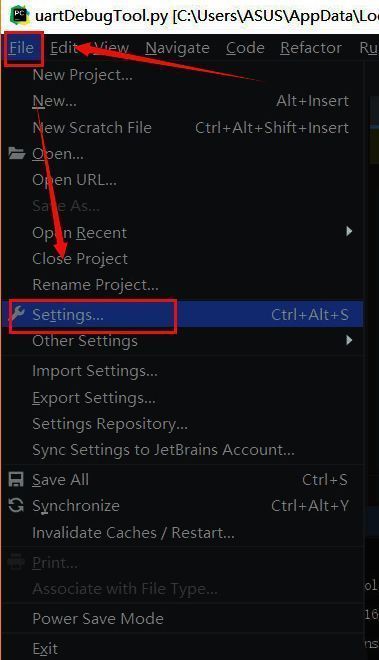 Settings窗口右侧展示Project Interpreter选项已被选中，左侧树状结构清晰显示当前项目的路径信息