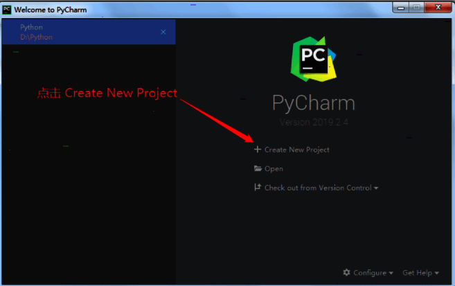 项目类型选择界面，显示Pure Python选项及目录选择操作
