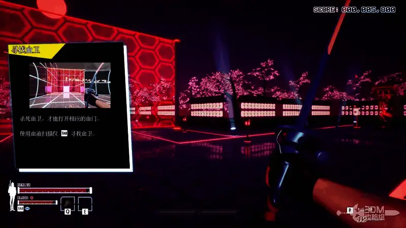 角色正与血卫战斗，地面散落着血瓶和武器残骸