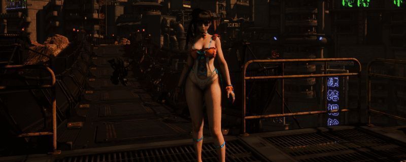 《剑星》角色穿着「海的女仆」在沙漠中钓鱼的场景截图，画面细腻、光影自然