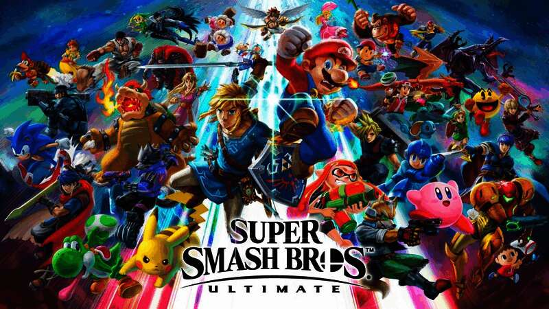 樱井政博正在操作《任天堂明星大乱斗》游戏画面，神情专注