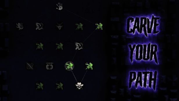 巨型怪物从阴影中现身，角色惊恐地举起武器准备迎战