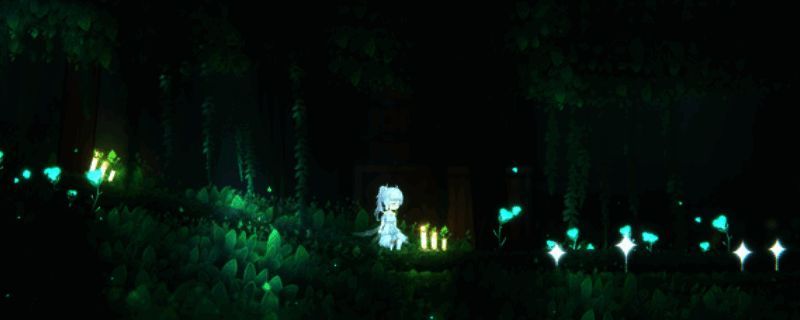 游戏主视觉图，展示主角在神秘世界中探索的场景，画面风格清新梦幻