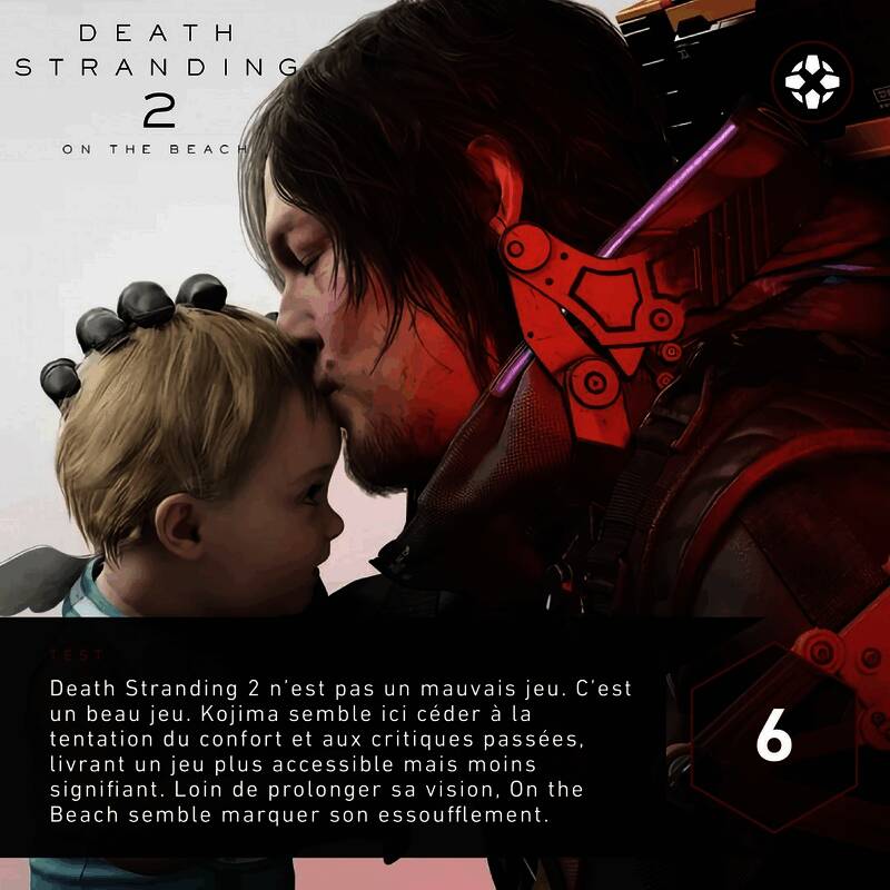 《死亡搁浅2》最终评价页面截图，展示IGN法国6分评分