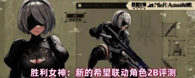 胜利女神新角色2B立绘展示，身穿黑色战斗服，手持武器，战损皮肤细节清晰可见