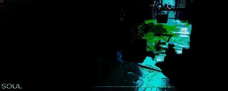 游戏主角手持武器在高楼之间穿梭，背景为未来都市的废墟景象