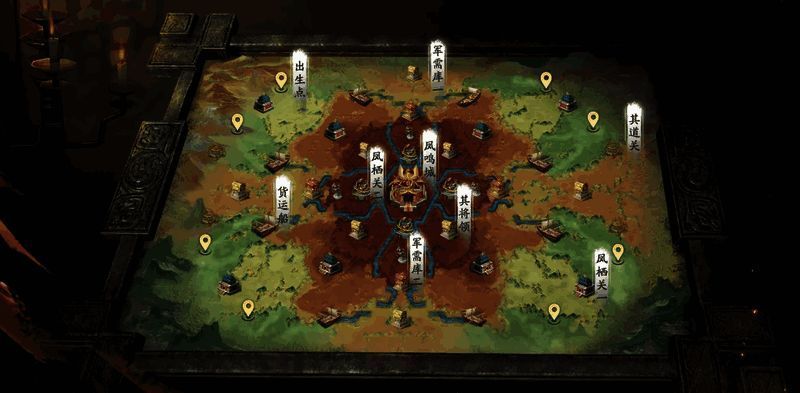 《天涯明月刀》纸上谈兵沙盘推演界面展示，地图上标注多个战略据点