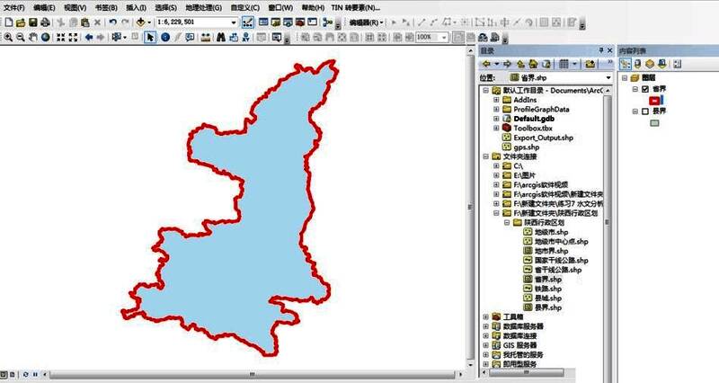 图层样式调整后显示的省界轮廓线