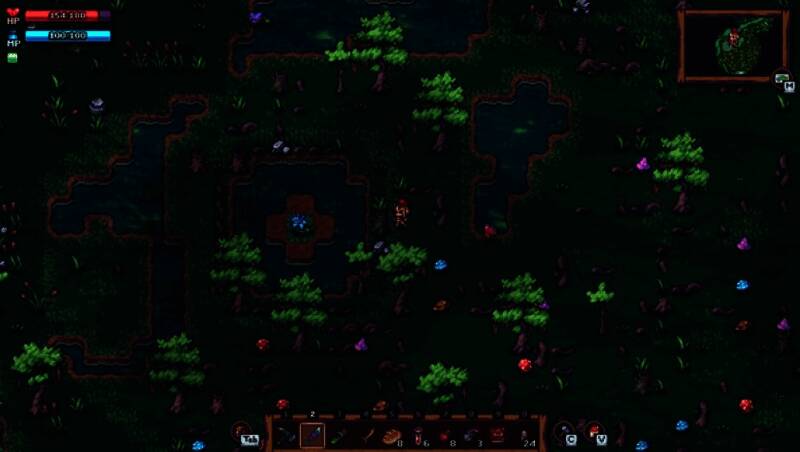 《Tinkerlands》中玩家在岛屿上搭建营地并使用魔法