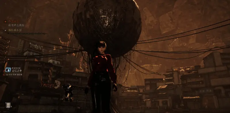 角色对准巨型球体进行拍摄，界面显示准备完成