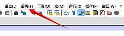 Notepad++设置菜单展示，鼠标悬停在设置按钮上