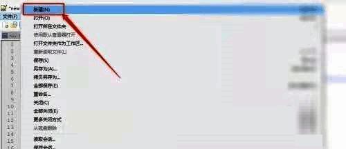 新建选项被选中，右侧出现空白文本编辑区域