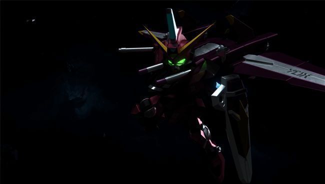 牛高达与沙扎比对峙画面，气氛紧张剑拔弩张