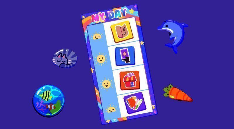 贴纸商店外观，橱窗中展示着最新上架的限定贴纸系列