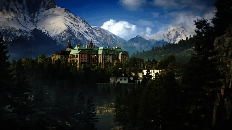 《007：曙光》角色扮演场景，主角身着西装穿梭于高科技设施之间，气氛紧张神秘