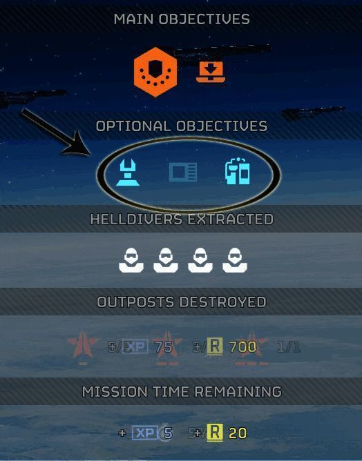 《绝地潜兵2》战术目标完成界面，显示任务名称与进度更新