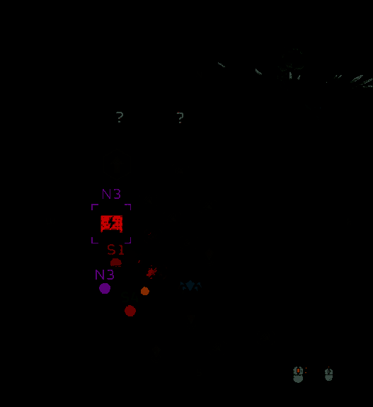 地图中标注出潜行者巢穴的位置，红色标记醒目突出，方便玩家识别追踪路径