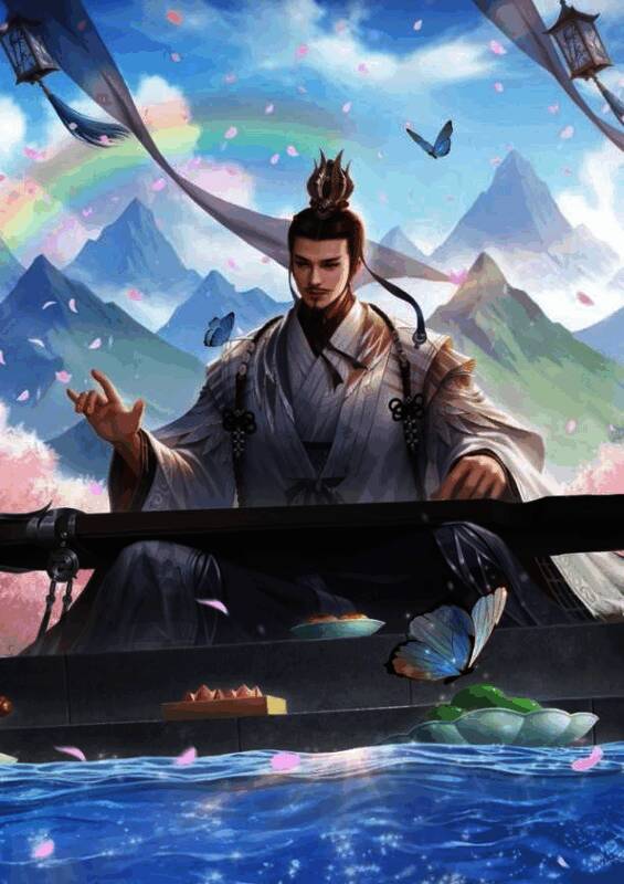 「友」诸葛亮原画，展现其手持羽扇、神情专注的谋士风采