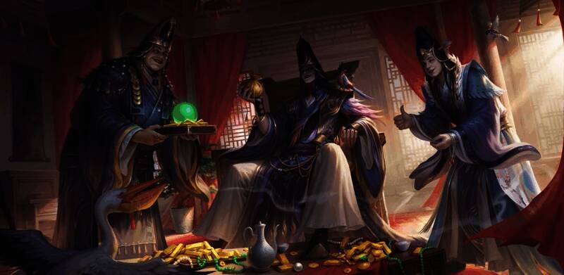 段珪、韩悝、孙璋三人立绘，造型古朴、气势非凡