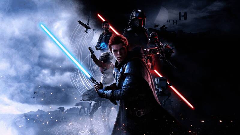 《星球大战绝地》系列最新宣传图，展示主角卡尔挥舞光剑的英姿