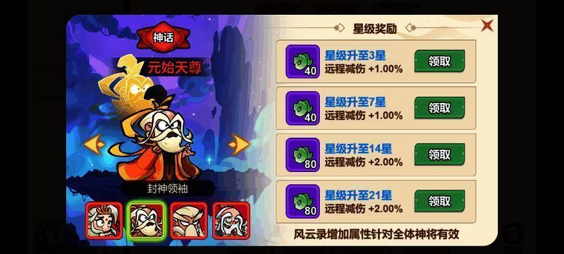 五人阵容组合展示，元始天尊居中，其他四位神将围绕两侧