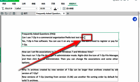 用户正在对PDF中的文字进行修改
