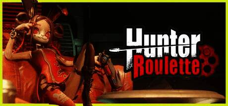 第一人称视角下的废土轮盘赌场景，背景是赛博朋克风格的破败城市