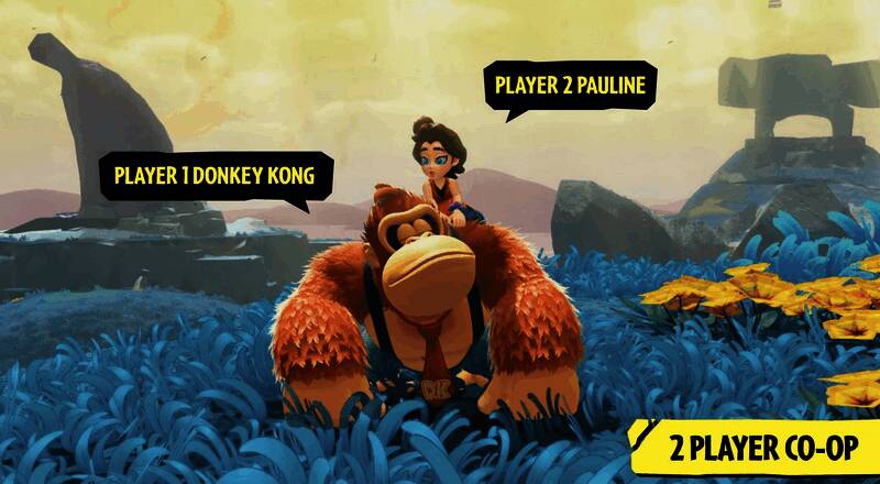 游戏中两位角色并肩作战的画面，大金刚与小宝琳配合使用不同能力