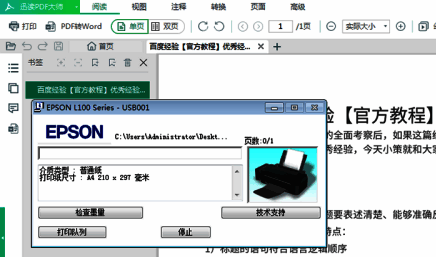 实际打印效果示意图，展示已成功输出的PDF页面