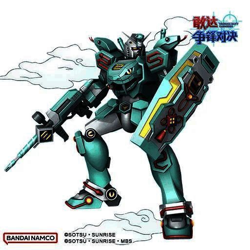 巳蛇敢达全身立绘展示，银蓝配色充满科技感