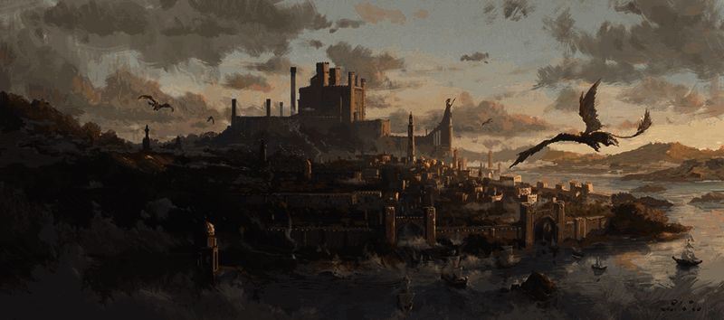 游戏中玩家在奇幻大陆上探索，周围环境神秘而壮丽