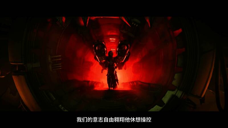 角色使用抓钩装置飞跃峡谷，身后有飞行敌人追击，空中弹道轨迹清晰可见