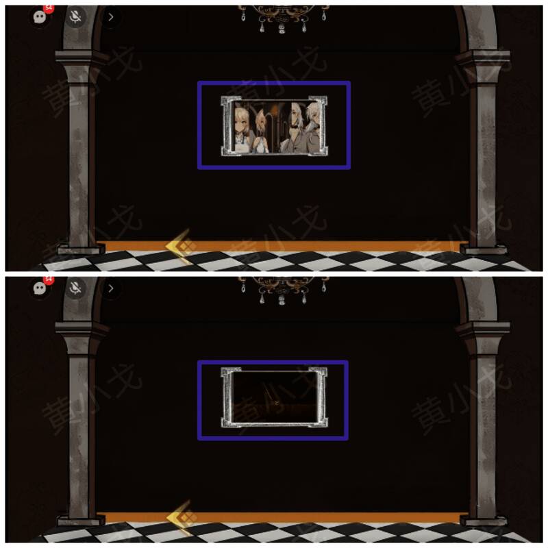 拼图界面，玩家正在操作墙上的图案拼合