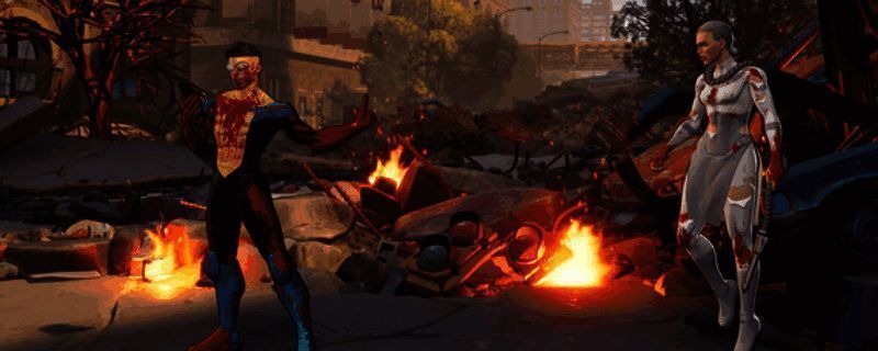 《无敌少侠VS》游戏封面，展示主角Invincible英姿飒爽的形象