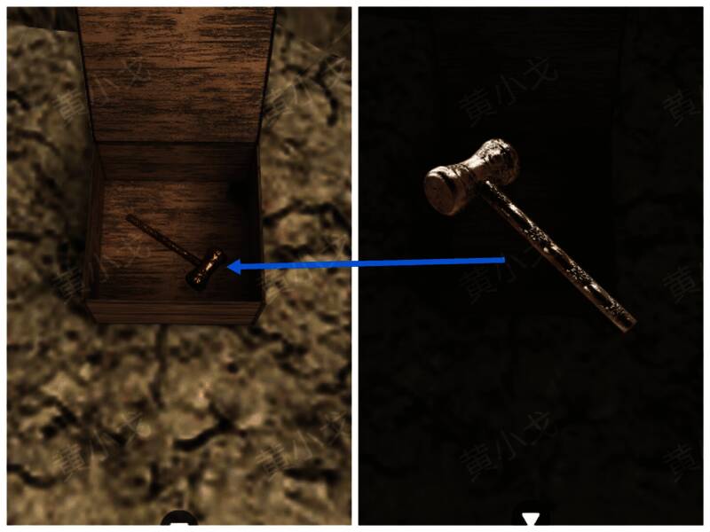 打开后的箱子内部展示，金色槌子在昏暗环境中泛着微光