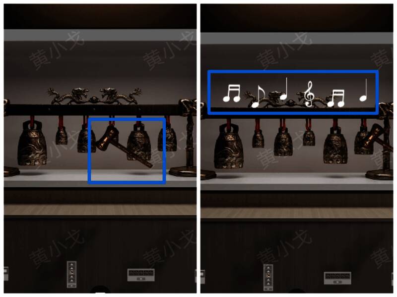 古代编钟装置全景展示，青铜材质在光影下呈现历史质感